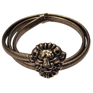 🦁 Vintage Accessocraft NYC Gold Lion Head Coil Belt